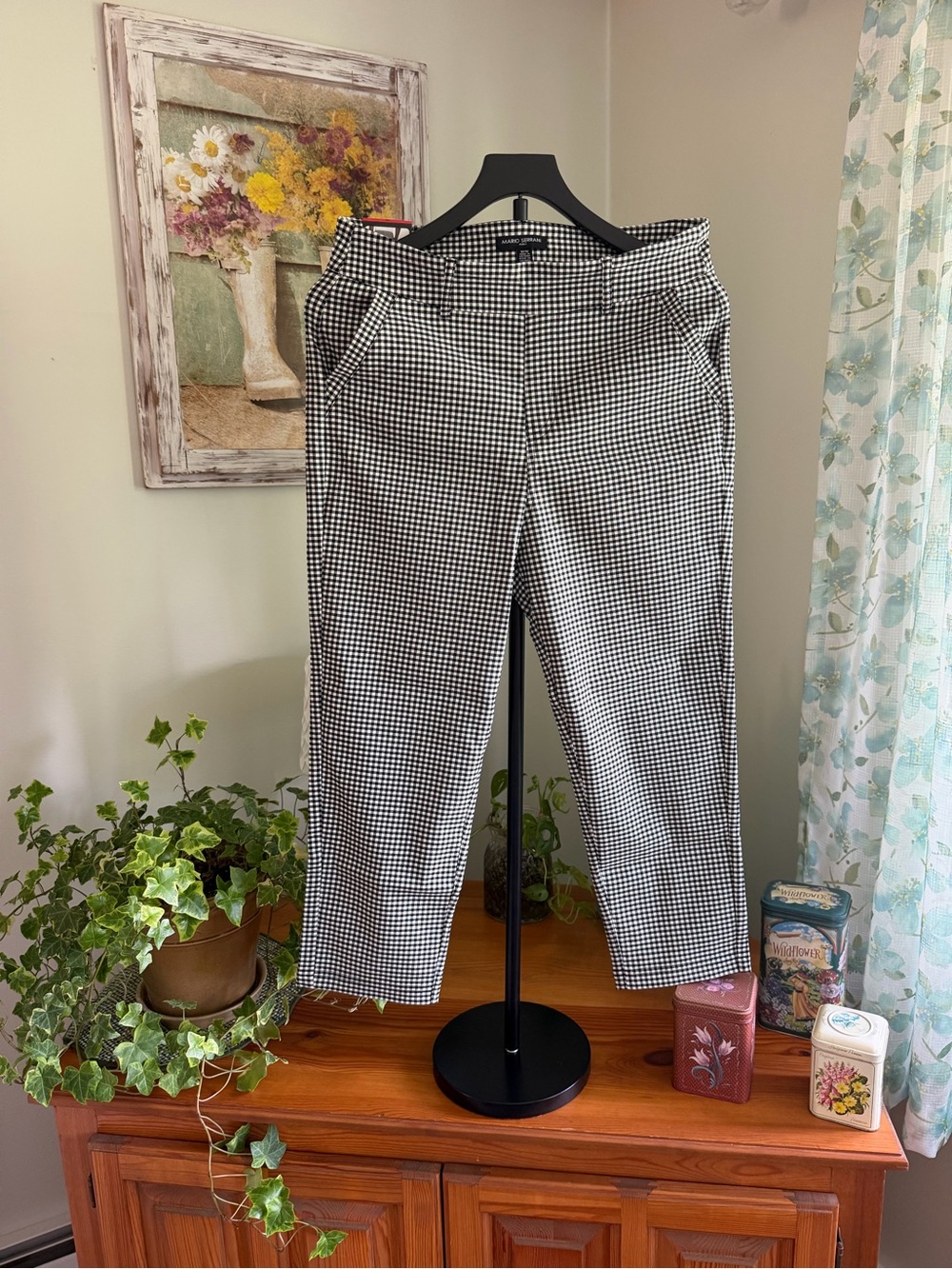 Mario Serrani Black and White Houndstooth Dress Chinos